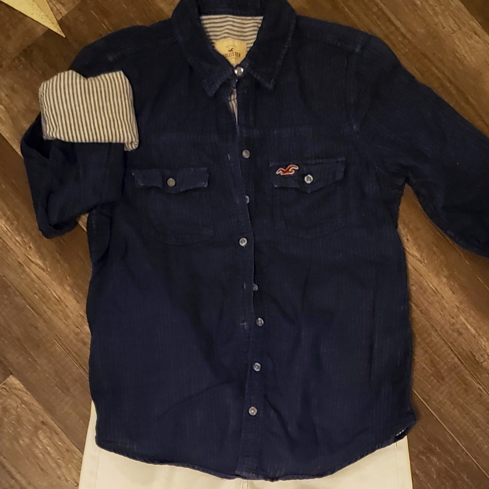 Hollister Linen Pinstripe button-up Shirt